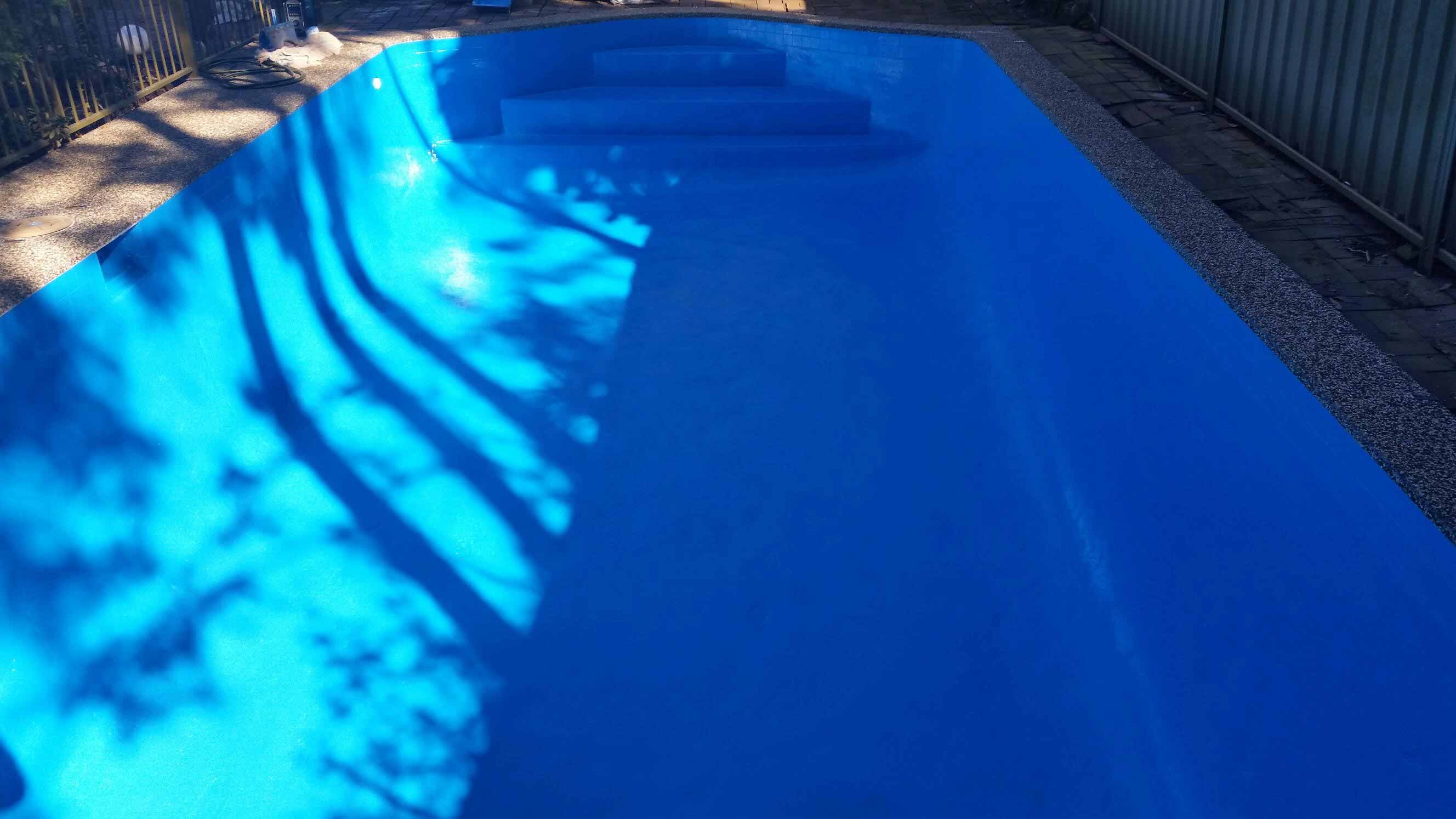 Pool resurfaced with LUXAPOOL® Epoxy pool paint Adriatic col