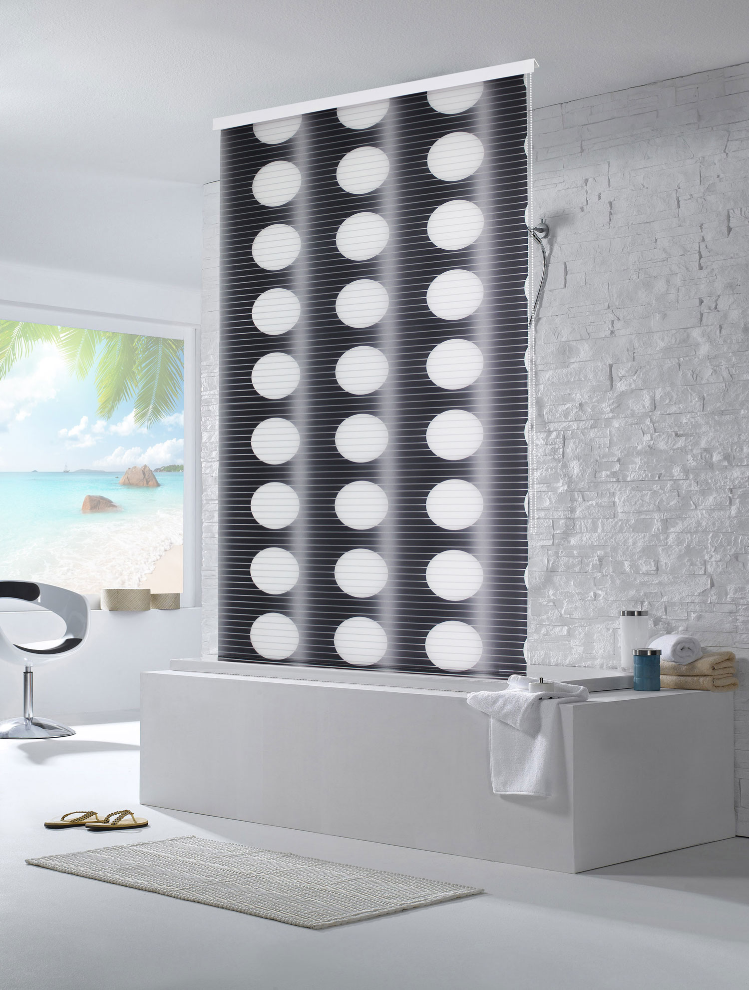 HalbKassetten Duschrollo Duschvorhang Dusche Rollo Seilzug Badewannenvorhang eBay