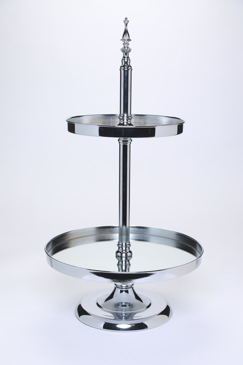 2 Tier Silver Mirrored Cake Stand Luxe Couture Events