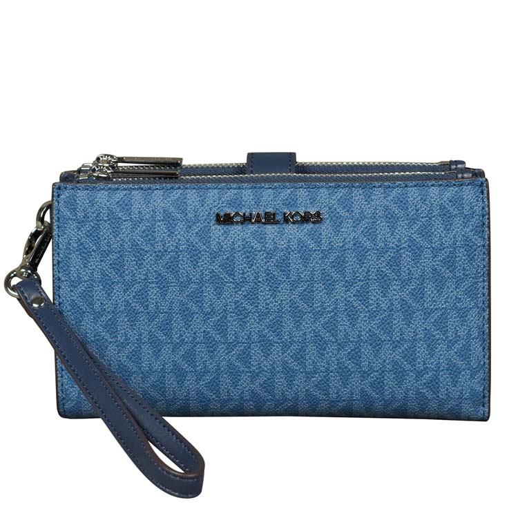 Michael Kors Double Zip Wristlet in Dark Chambray at Luxe Purses
