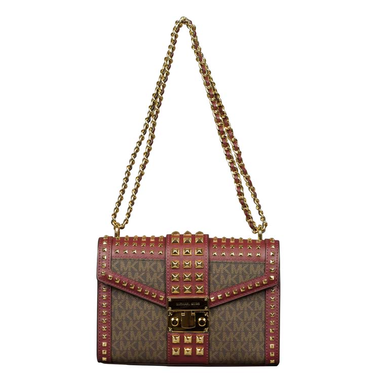 Michael Kors Medium Rose Flap Shoulder Bag in Merlot at Luxe Purses