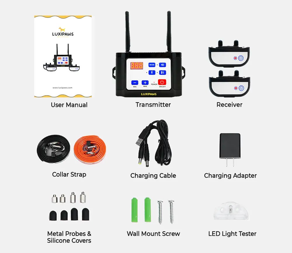 Luxipaws®️ Wireless Dog Fence & Training Collar Dog Containment System, Radius Electric Fence
