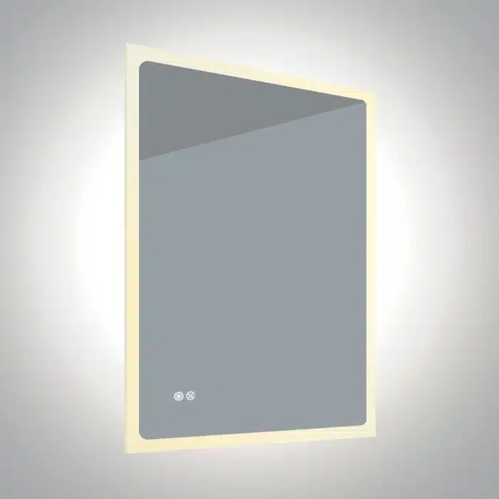 20W LED Square Touch Control and Defog Bathroom Mirror, IP44. Lux