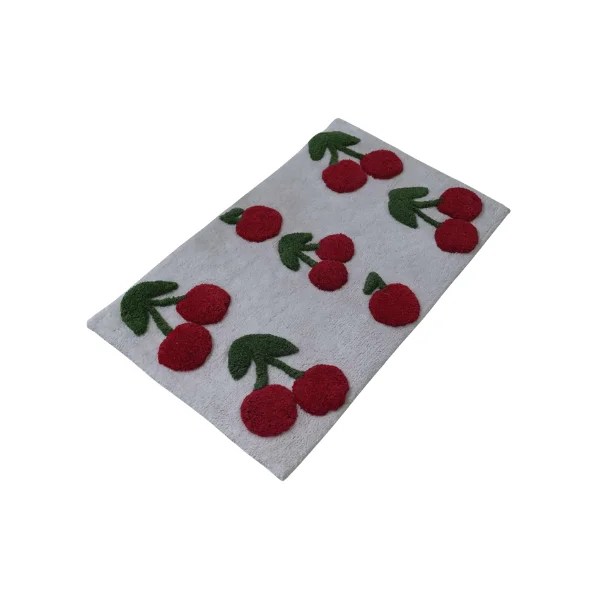 Table Tufted Bath Mat With Cherries Pattern Luxloom
