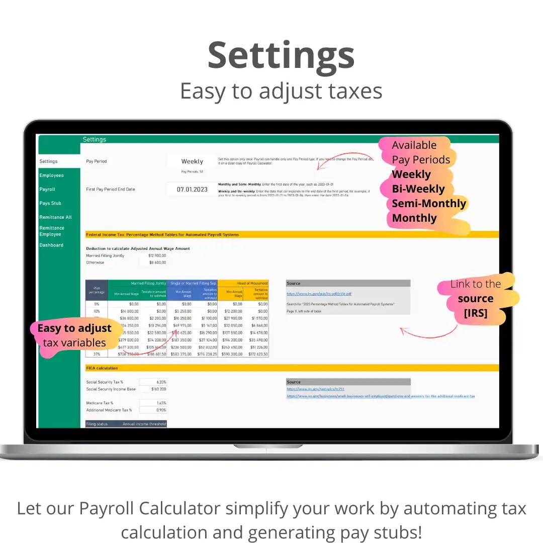 Payroll Calculator with Pay Stubs Remittance Records