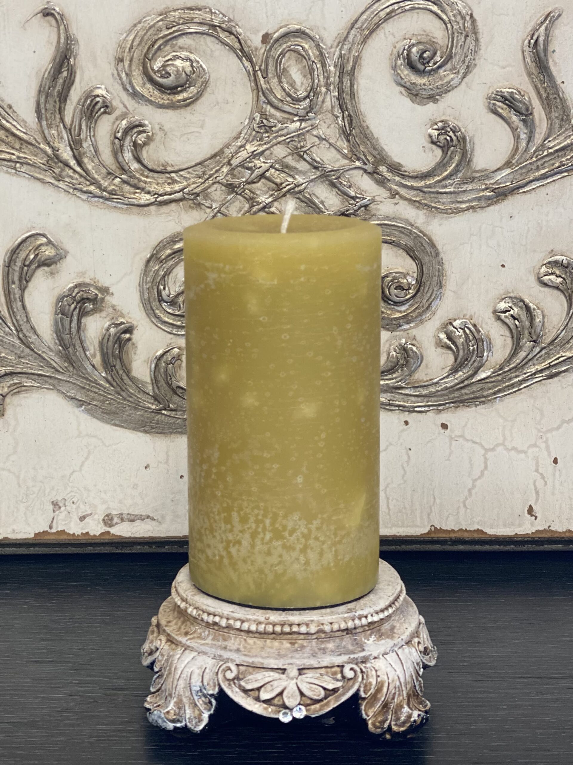 Mottled Vanilla Pillar Candle 3x5 Luxuria