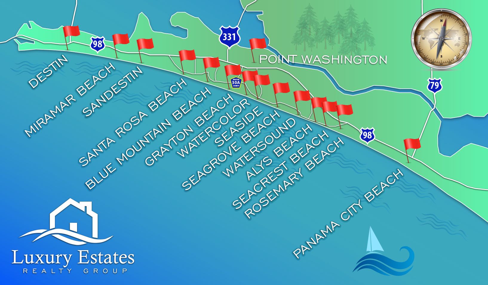 Map Of Destin Beach Luxury Estates Realty Group Luxury Homes from Destin to 30A Florida