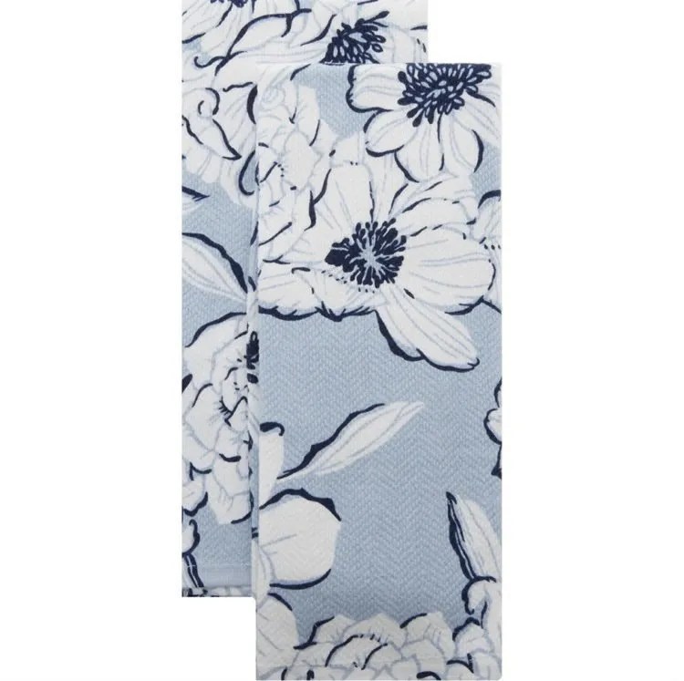 Ralph Lauren Tea Towels set of 2 Light Blue Floral Luxurykitchen4u