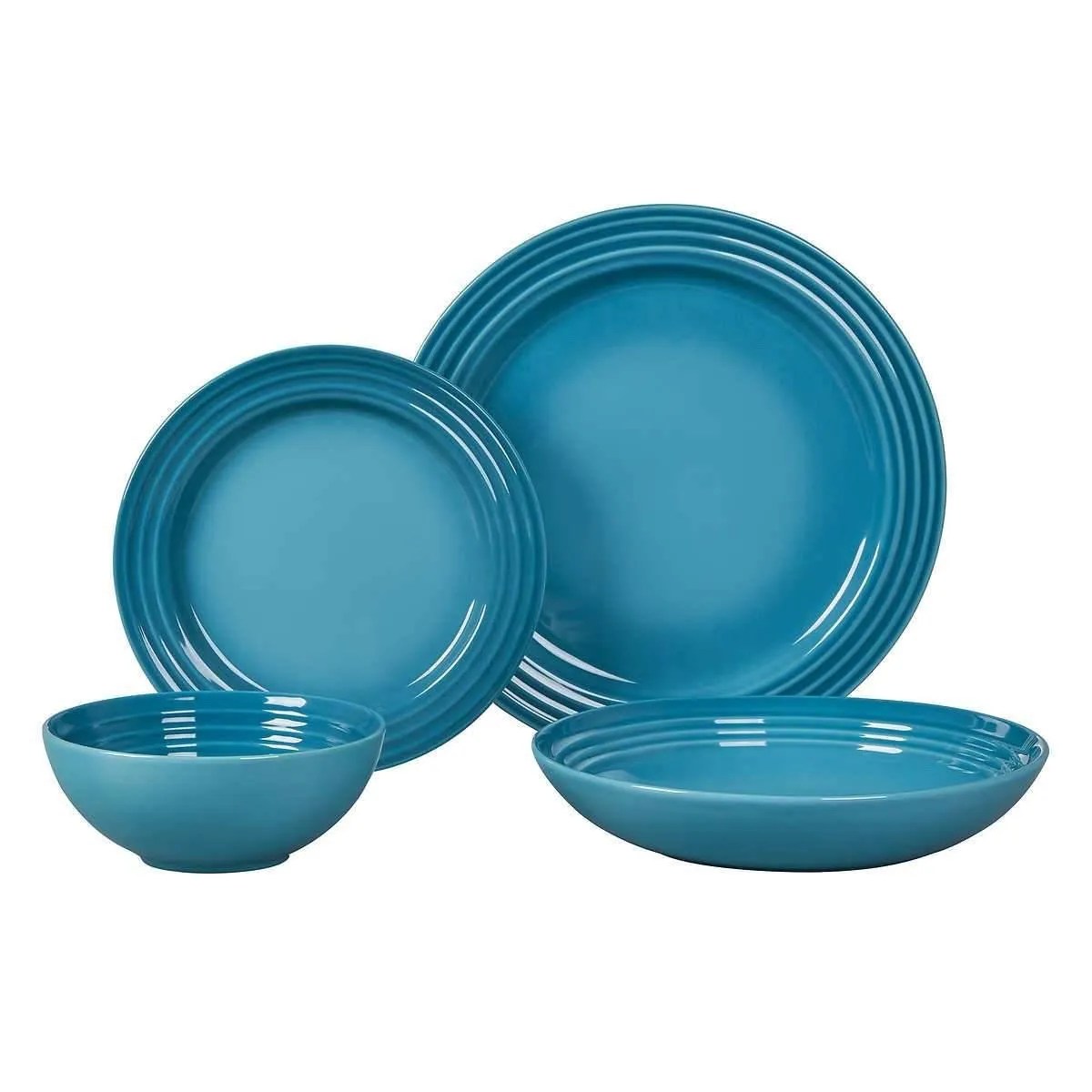 Le Creuset Dinnerware Set of 16 Teal Luxurykitchen4u