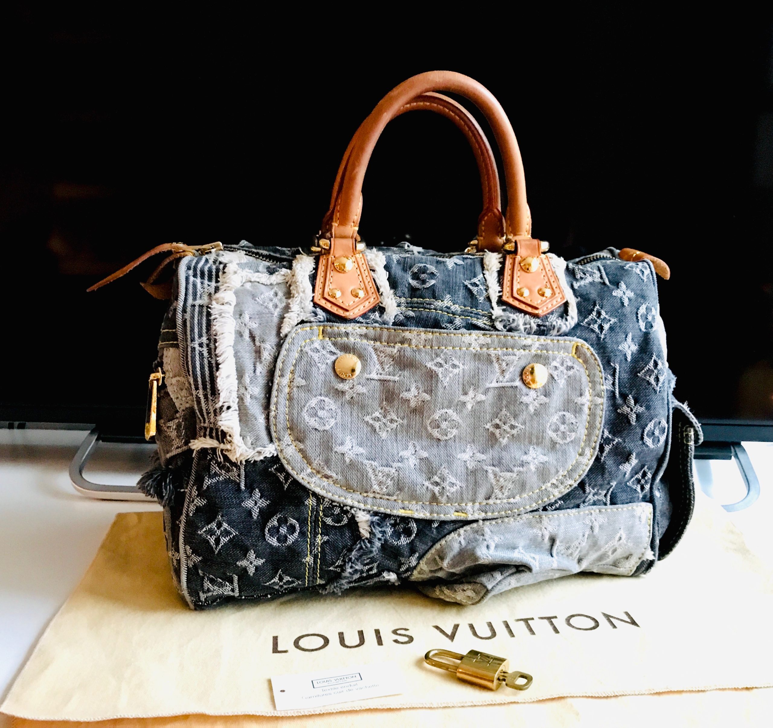 Louis Vuitton, Denim, Speedy 30, Patchwork, Authentic, Rare, Unicorn,