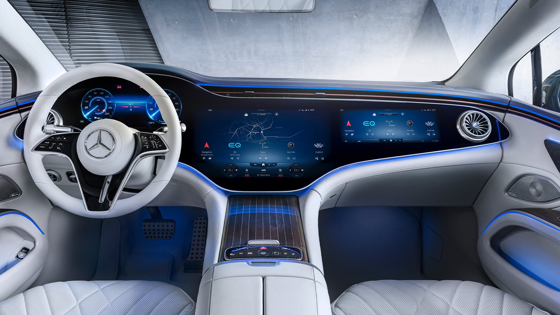 The Mercedes electric sedan has a giant 56inch hyperscreen