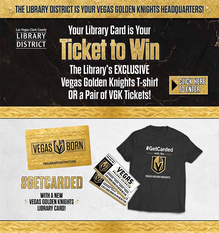 NEW Vegas Golden Knights Library Card + TShirt & Ticket Giveaway