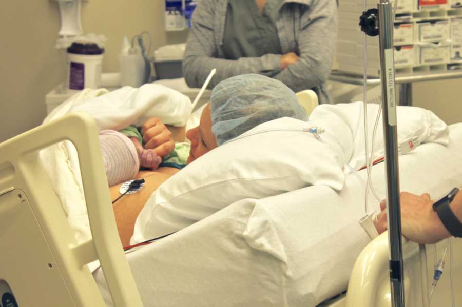 Clear drapes allow couples having Csection births to witness the beauty of baby ‘being lifted