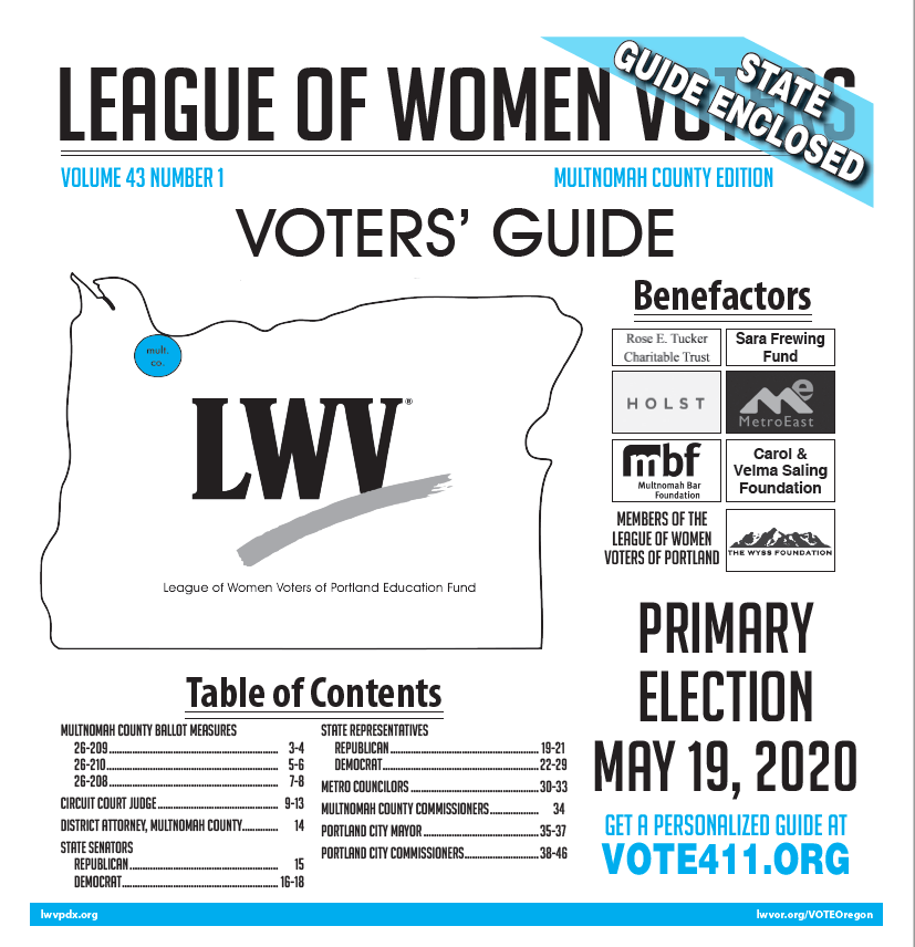 May 19, 2020 Primary Election League of Women Voters of Portland