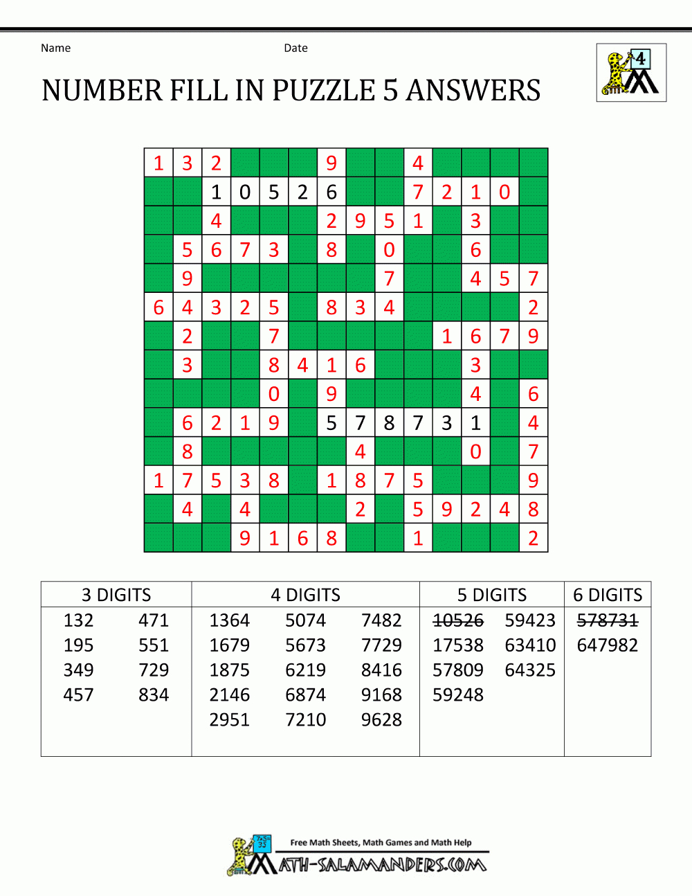 Printable Number Fill In Puzzles Printable Crossword Puzzles