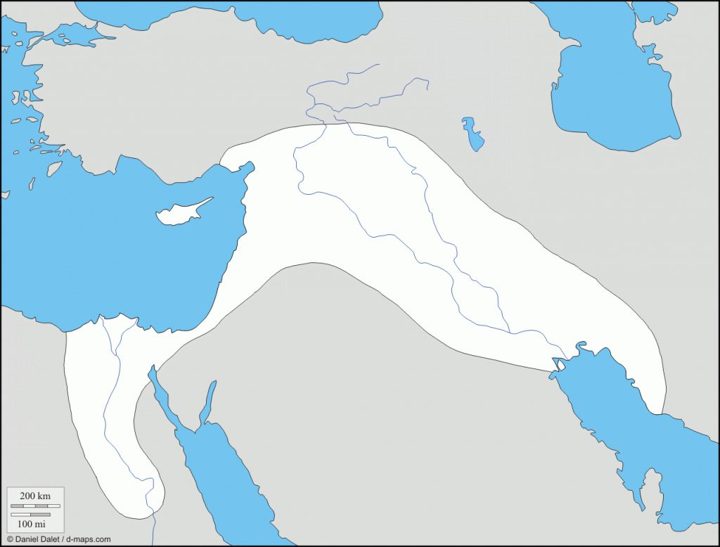 Fertile Crescent (Mesopotamian And Egypt) Free Map, Free Blank Map