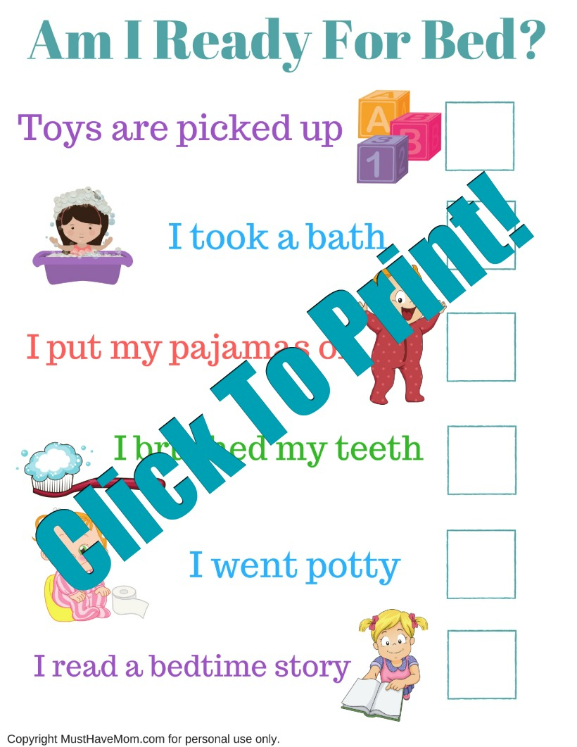 Free Printable Bedtime Routine Chart