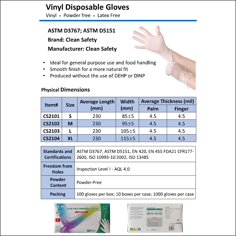Glove Specifications