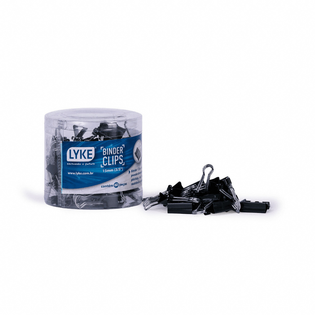 Binder Clips preto 15mm 60 pcs LYKE