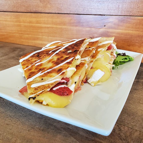 Lyman’s Strawberry Brie Quesadilla with Lime Crema Lyman Orchards