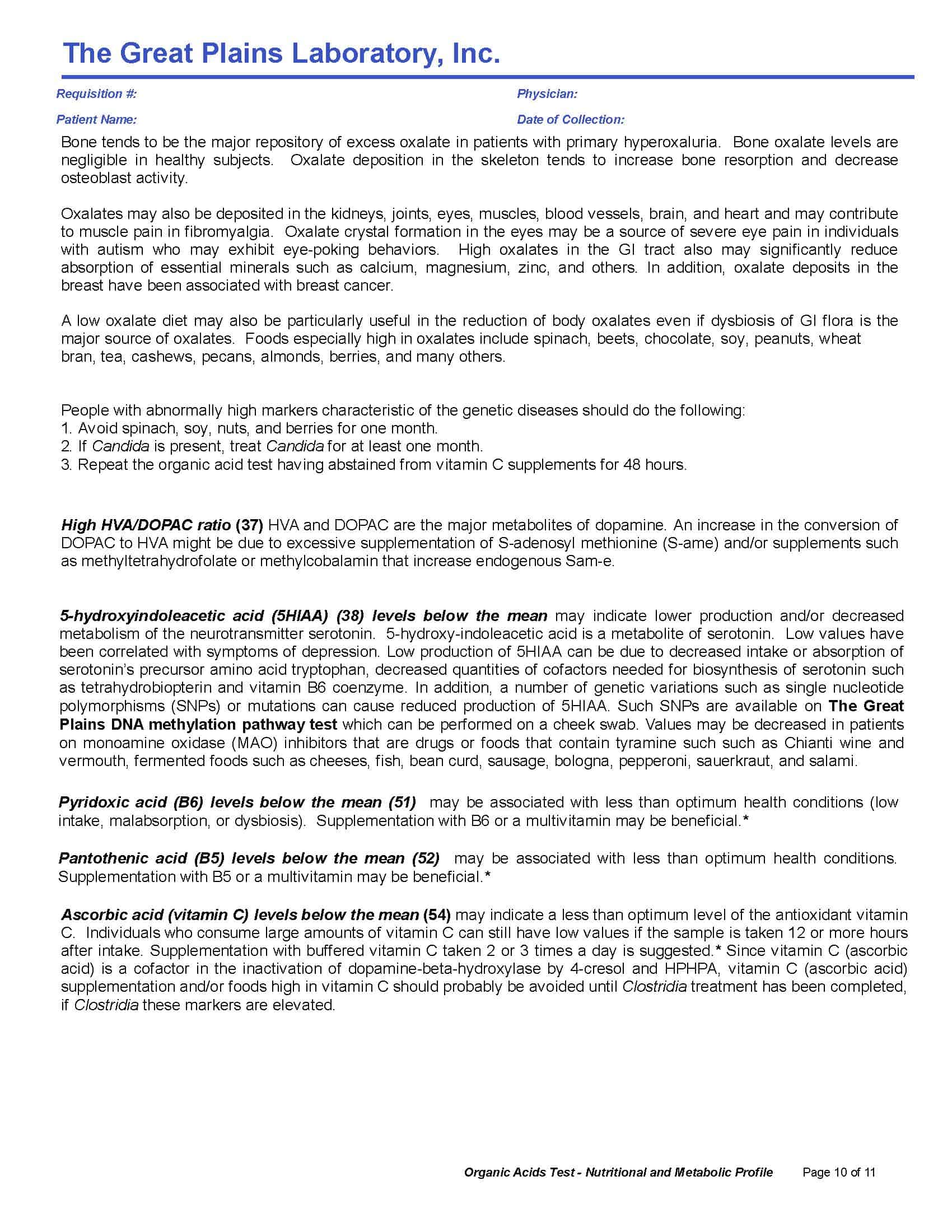 Organic Acids Test (OAT) Great Plains Laboratory LymeDocs
