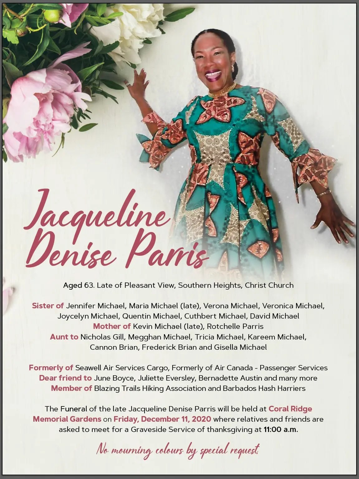 Jacqueline Parris Lyndhurst Funeral Home Barbados