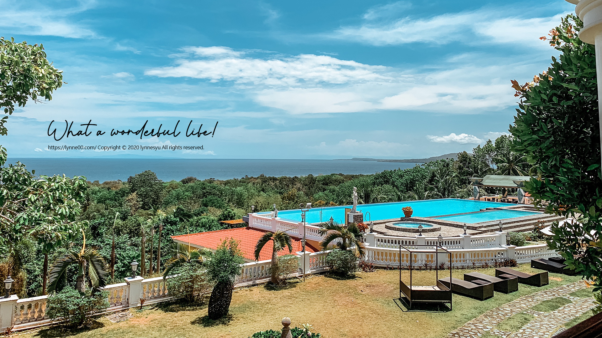Infinity pool in the peacock garden