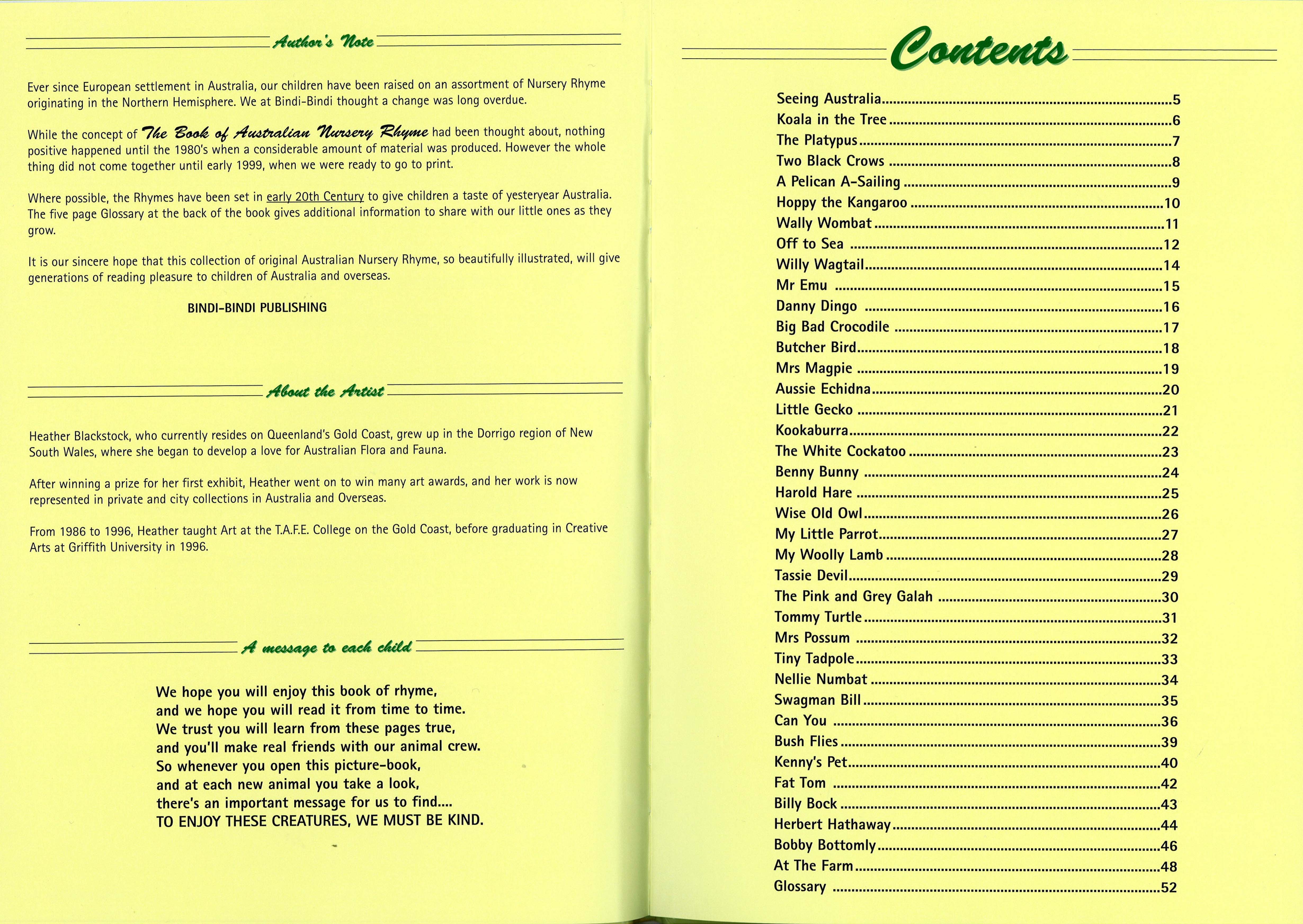 The Book of Australian Nursery Rhyme by BindiBindi Lycawi