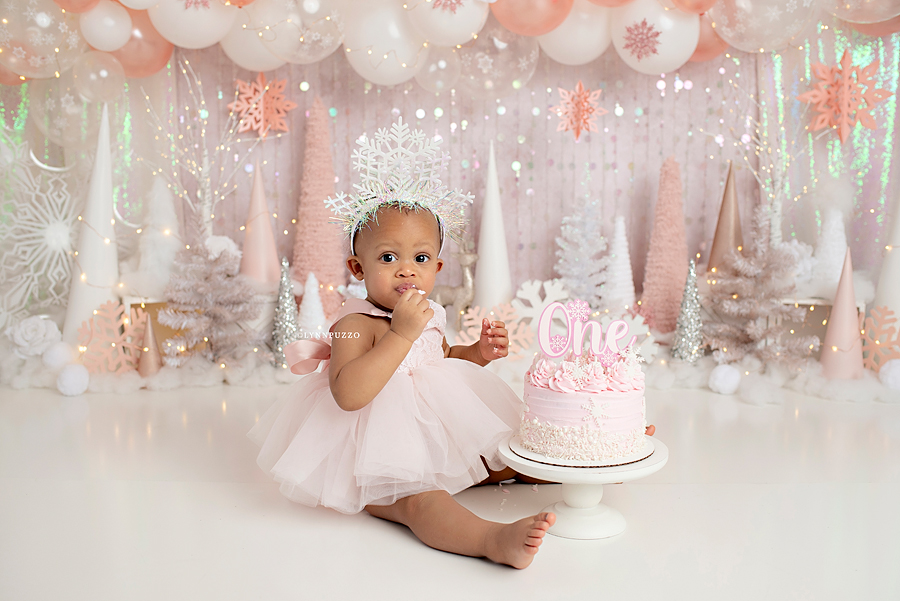 Winter ONEderland Cake Smash Santana Lynn Puzzo Photography