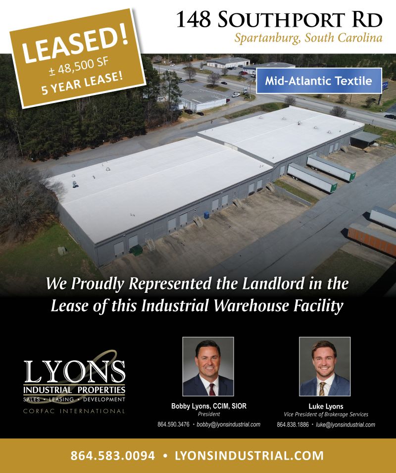 +/48,500 SF Industrial Property Leased to MidAtlantic Textile Lyons