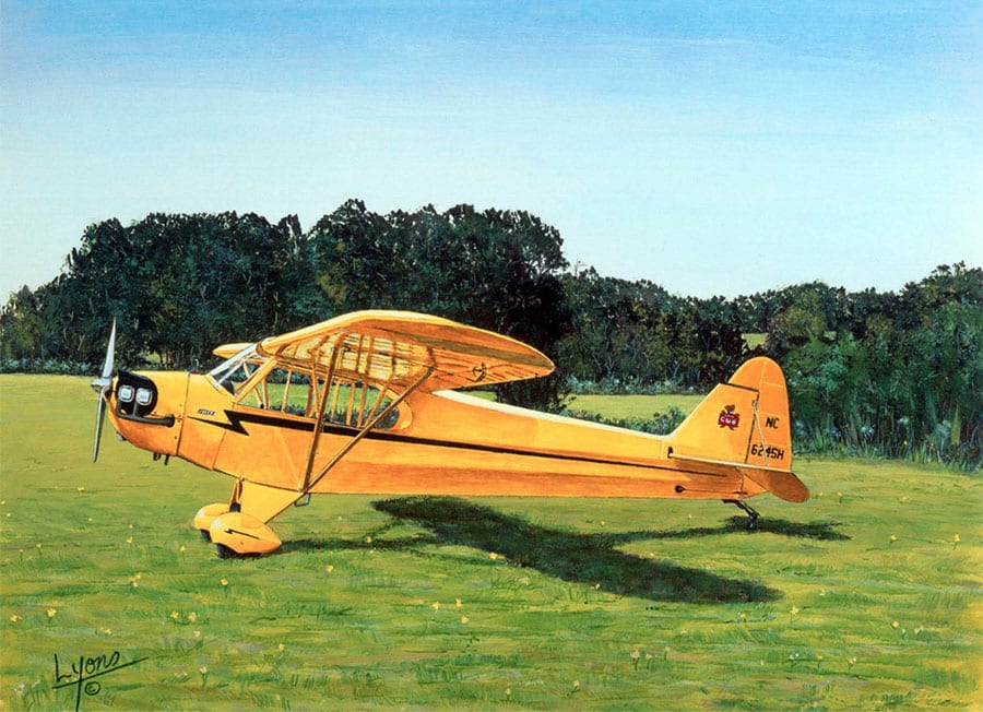 Yellow Beauty Piper J3 Cub Aviation Art by Sam Lyons