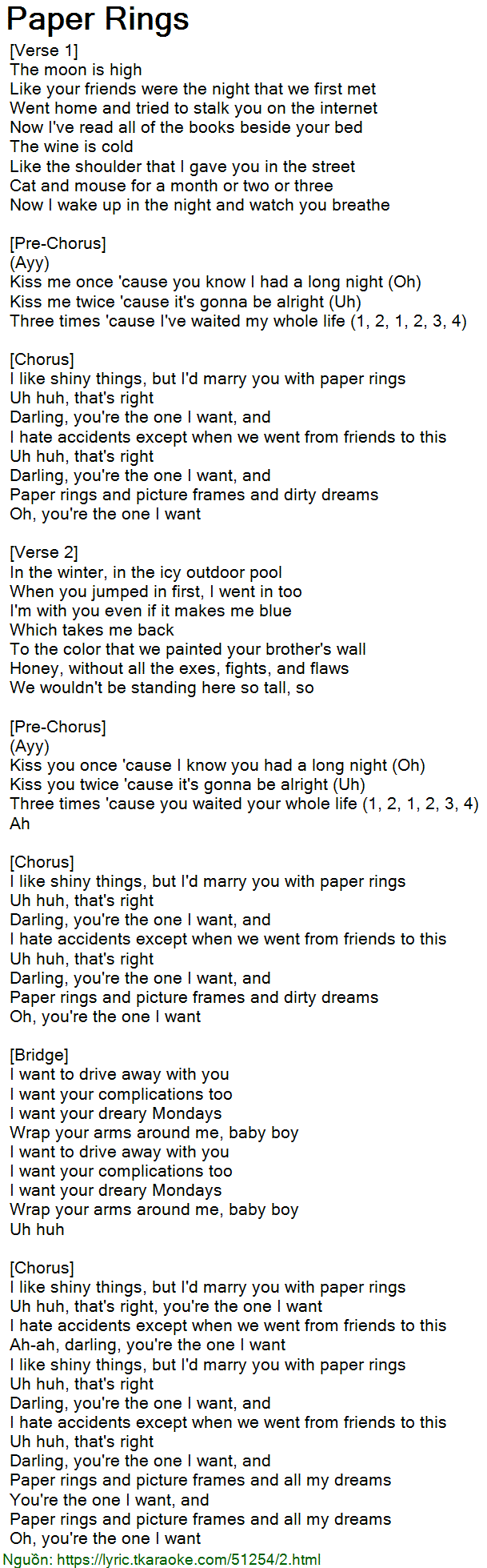 Paper Rings [có nhạc nghe]