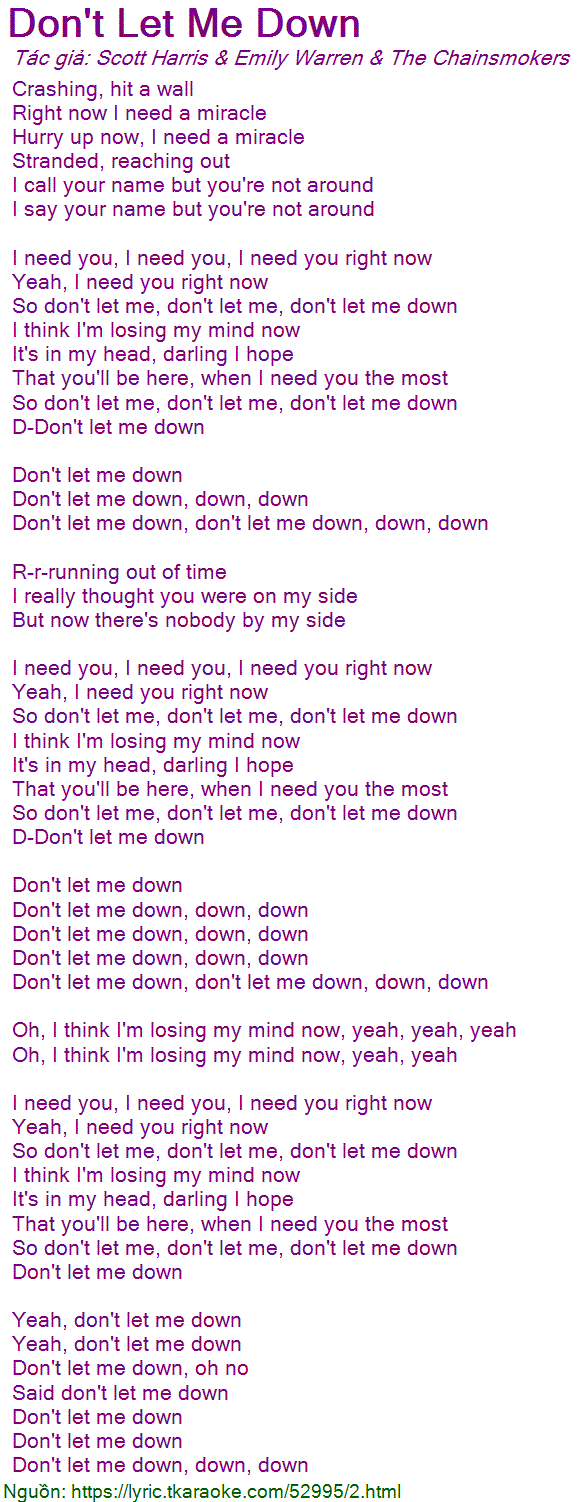 [無料ダウンロード！ √] so i don't let me down 662551So i don't let me down