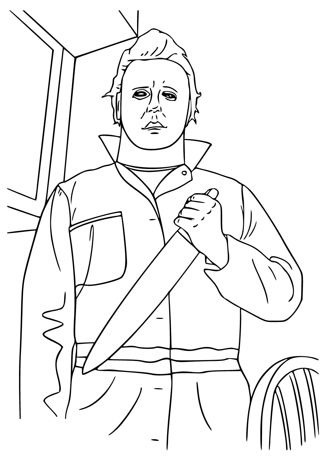 Dibujo e Imagen Michael Myers Cuchillo para Colorear y Imprimir Gratis