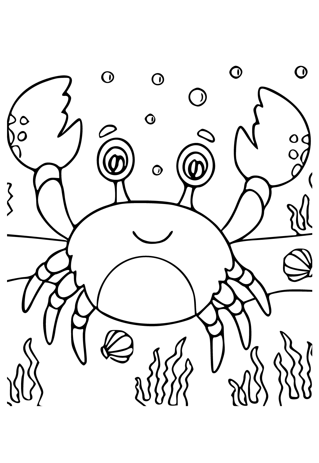 Free Printable Crab Cute Coloring Page for Adults and Kids