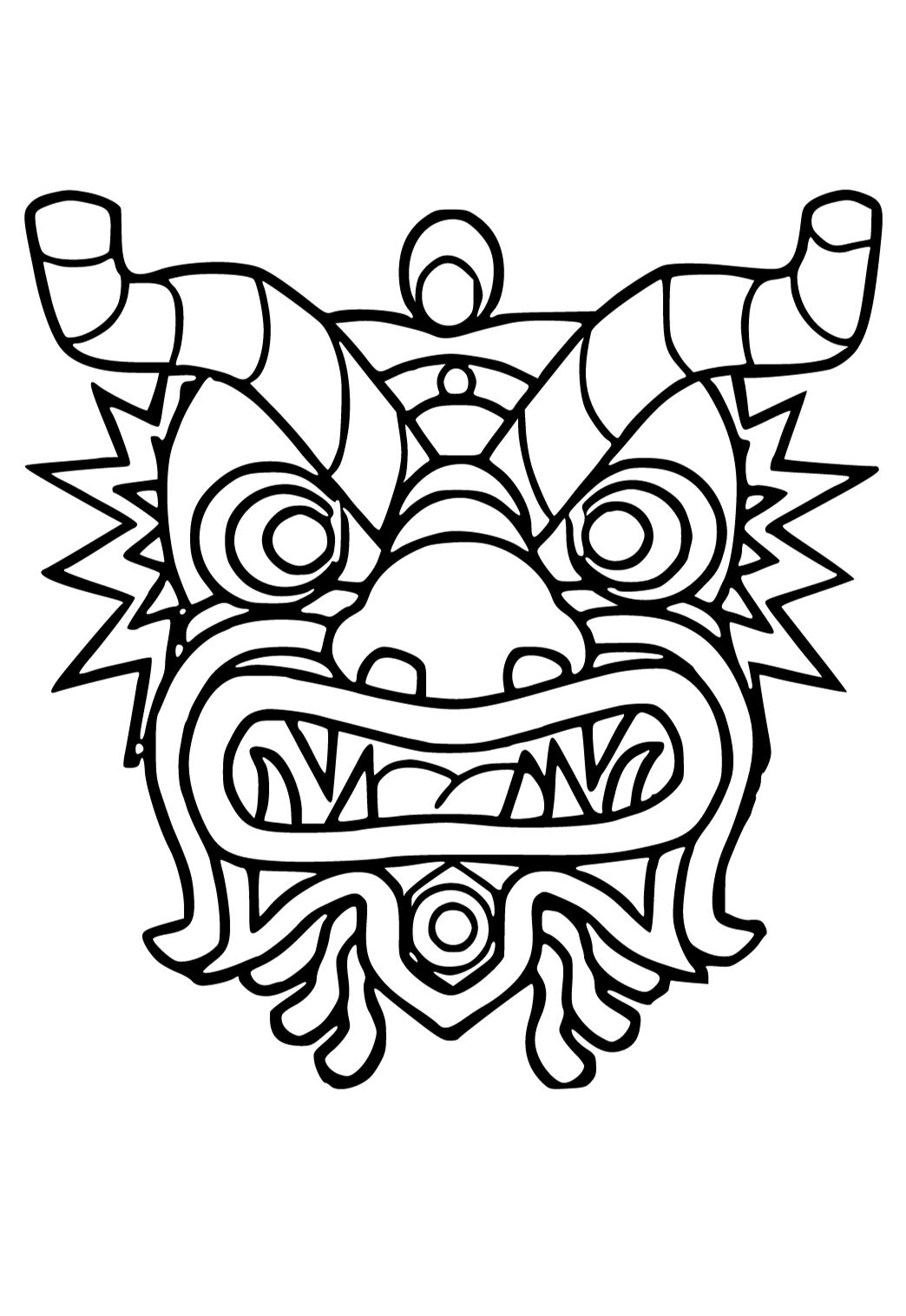 Chinese Dragon Mask Coloring Page