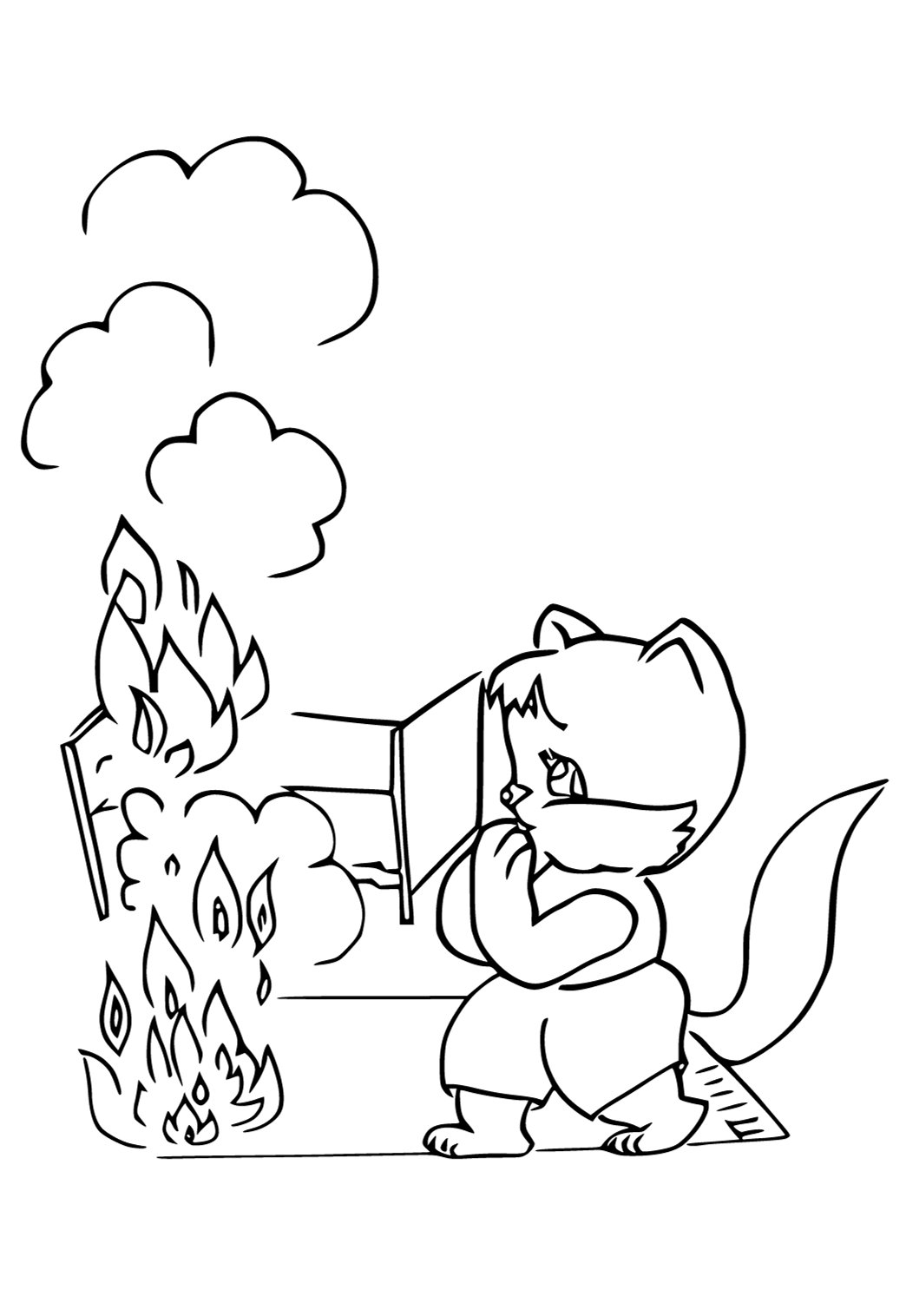 Omaľovánka Požiarna Bezpečnosť Zviera na Vytlačenie Zadarmo pre