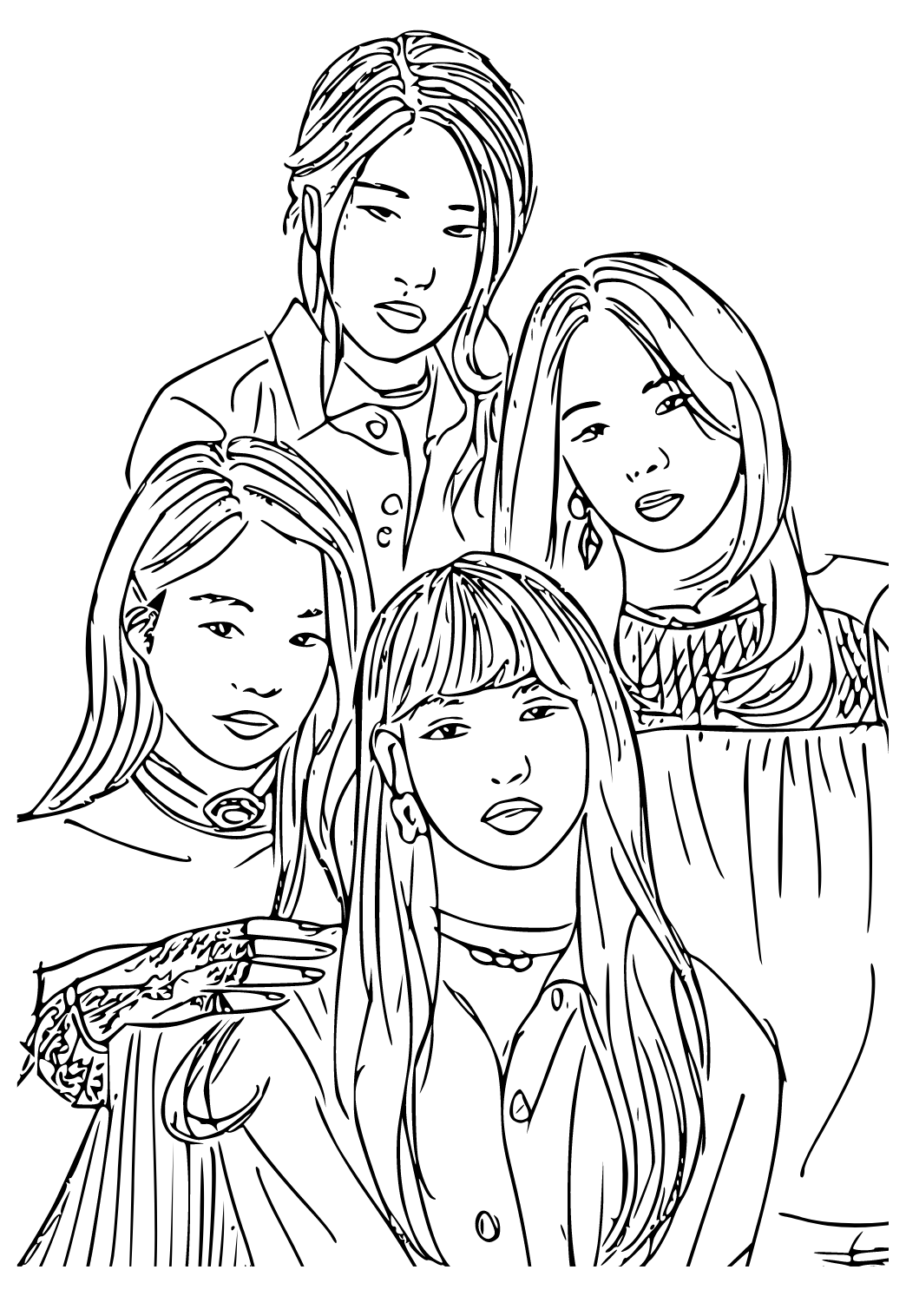 Tranh Tô Màu Blackpink Nhóm Có Thể In Miễn Phí cho Người Lớn và cho Bé