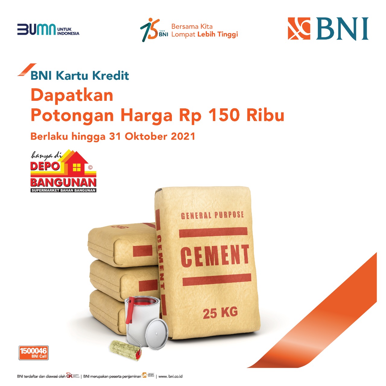 Dapatkan Potongan Harga Rp 150Ribu di Depo Bangunan Malang dari BNI  https://m.bnizona.com/promo/view/7031/0