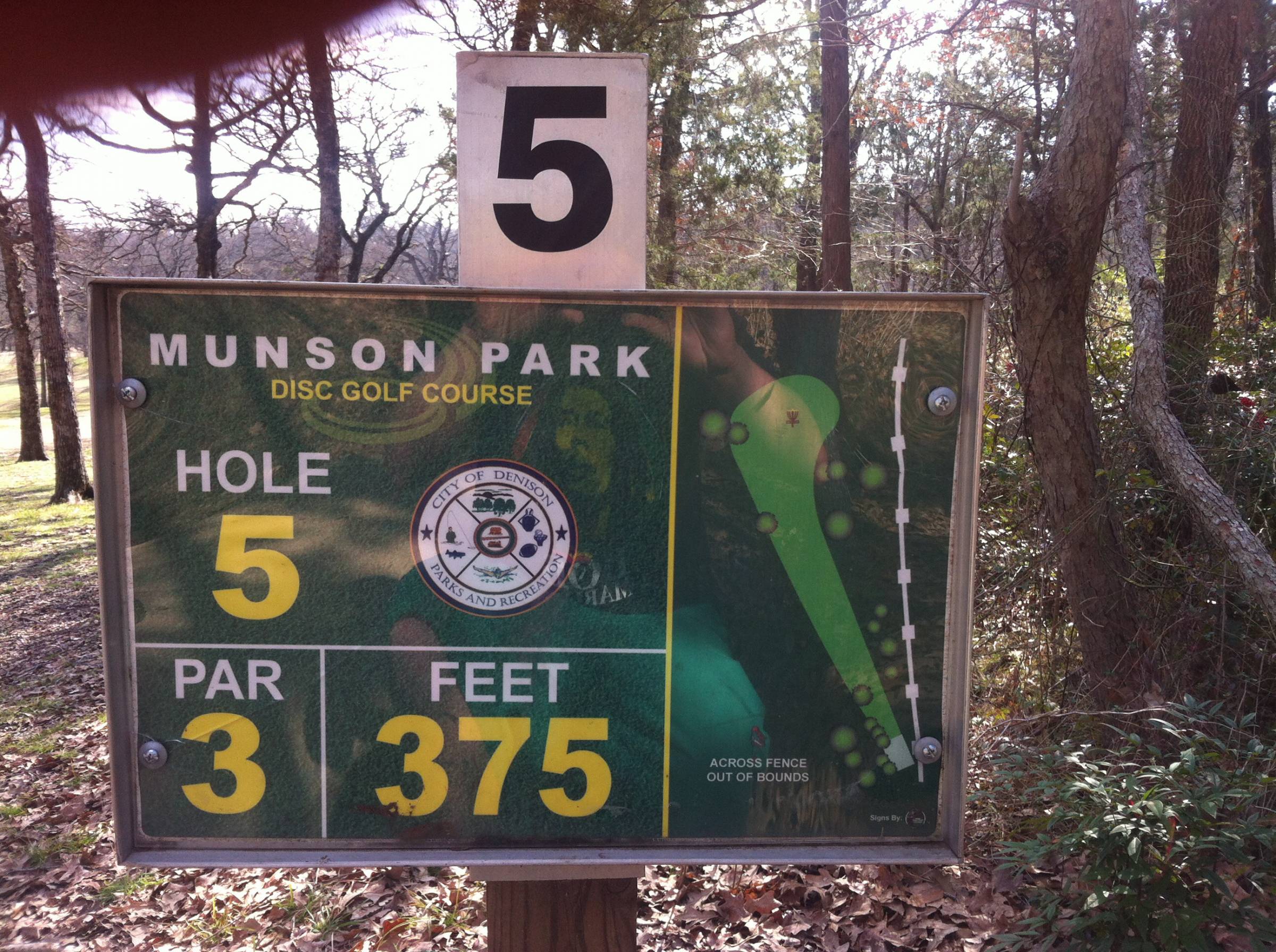 Hole 5 • Munson Park (Denison, TX) Disc Golf Courses Disc Golf Scene
