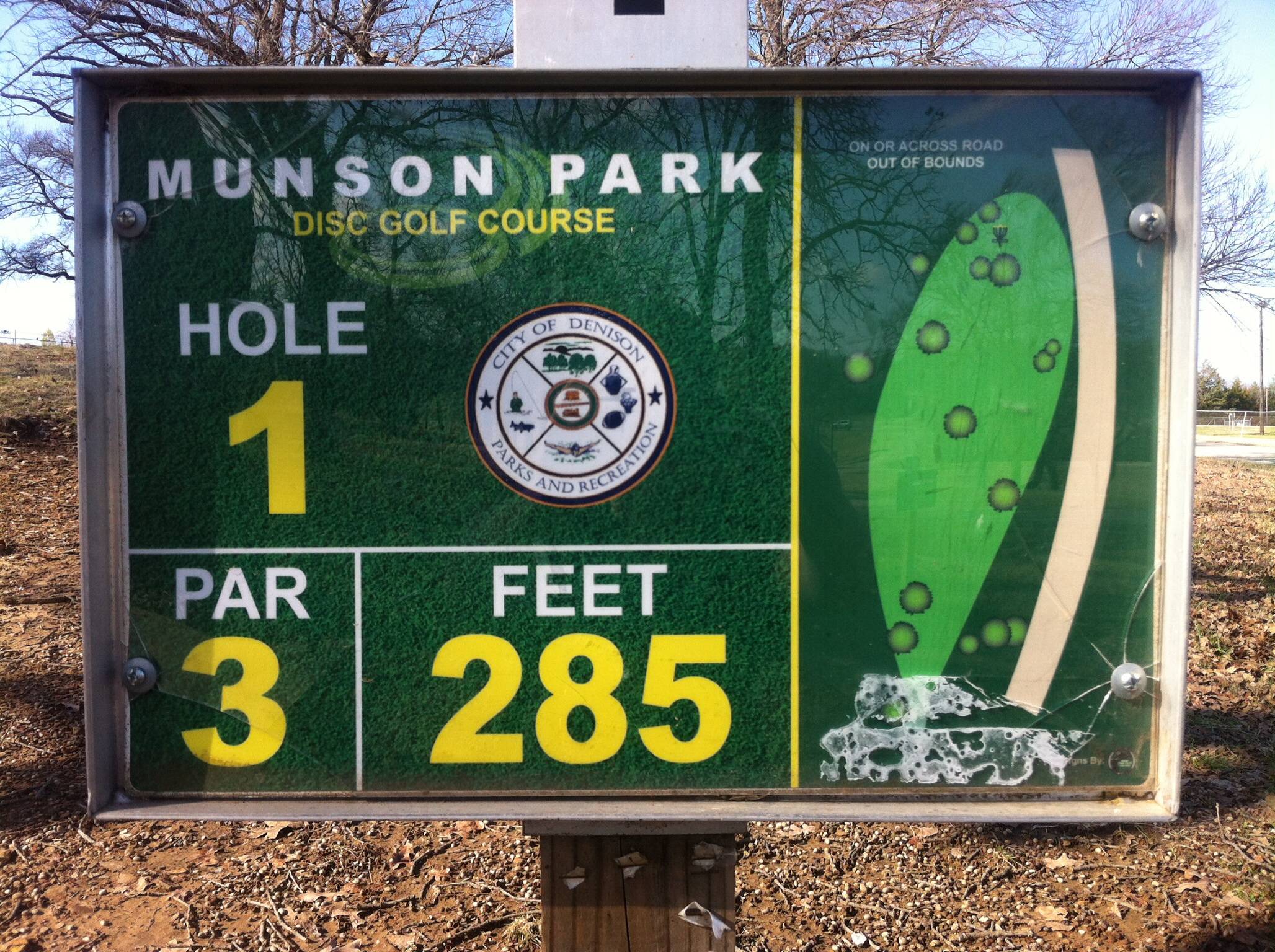 Hole 1 • Munson Park (Denison, TX) Disc Golf Courses Disc Golf Scene