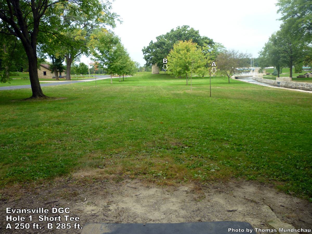Hole 1 • Evansville DGC (Evansville, WI) Disc Golf Courses Disc