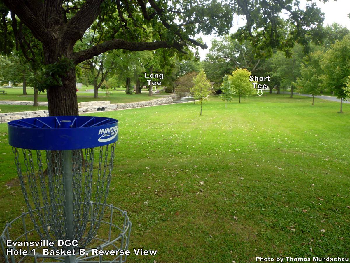Hole 1 • Evansville DGC (Evansville, WI) Disc Golf Courses Disc