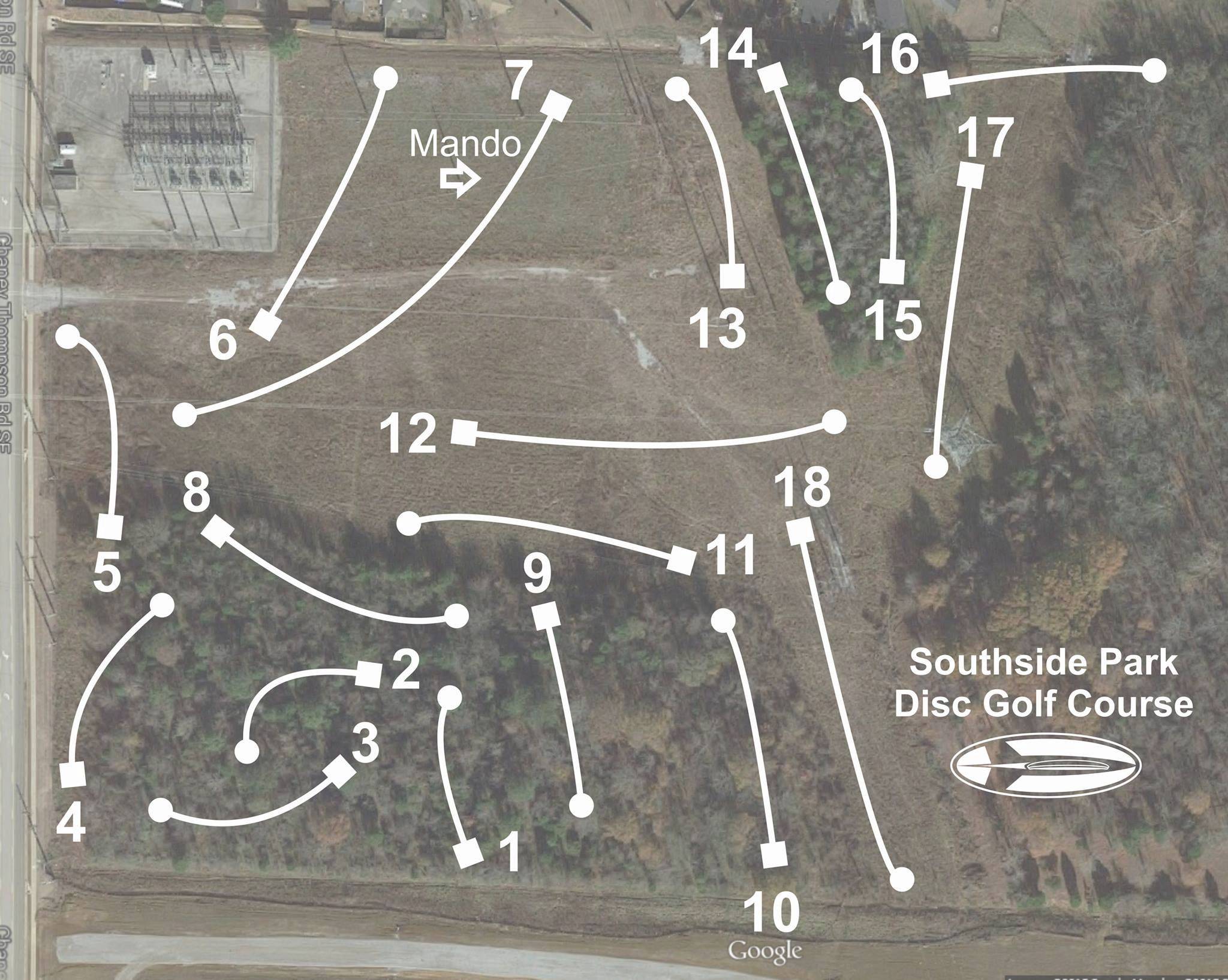 Hole 1 • Southside Park (Huntsville, AL) Disc Golf Courses Disc