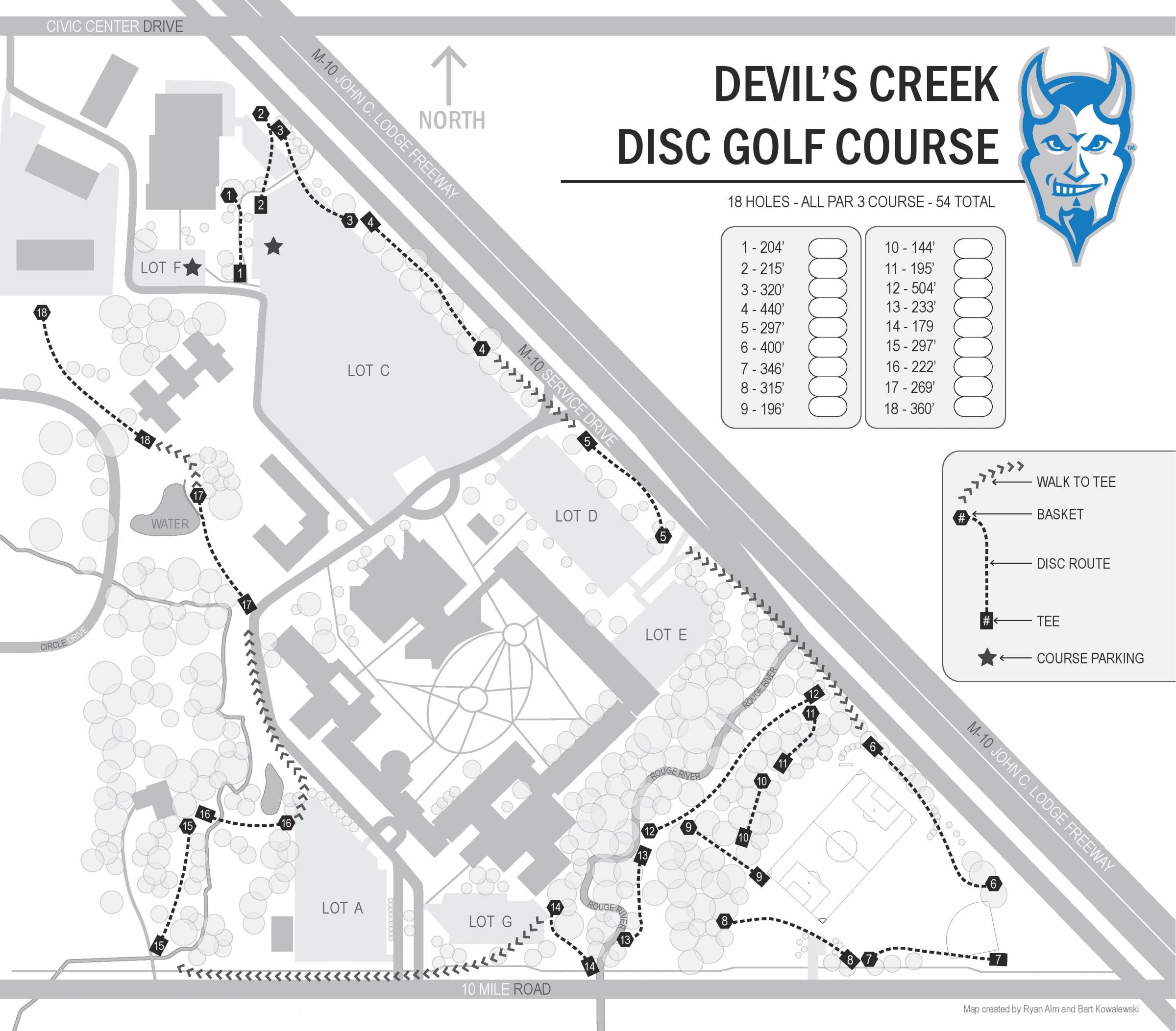 Hole 1 • Devils Creek / Lawrence Tech (Southfield, MI) Disc Golf