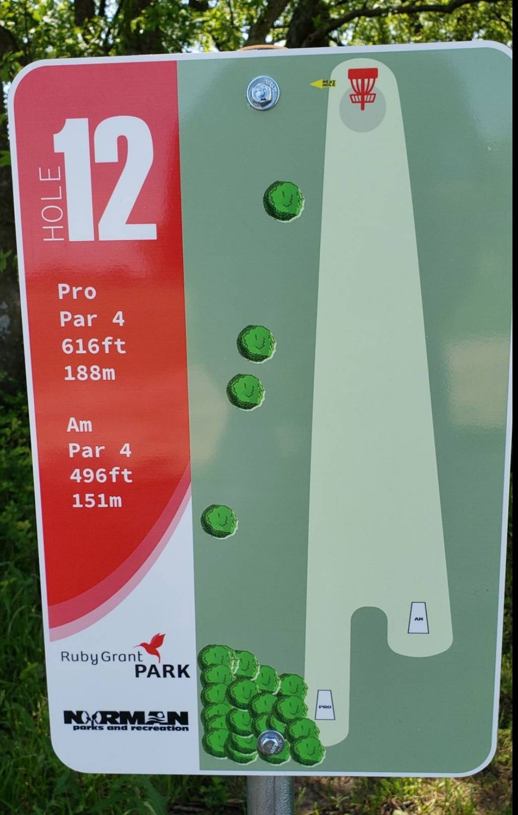 Hole 12 • Ruby Grant Park (Norman, OK) Disc Golf Courses Disc Golf