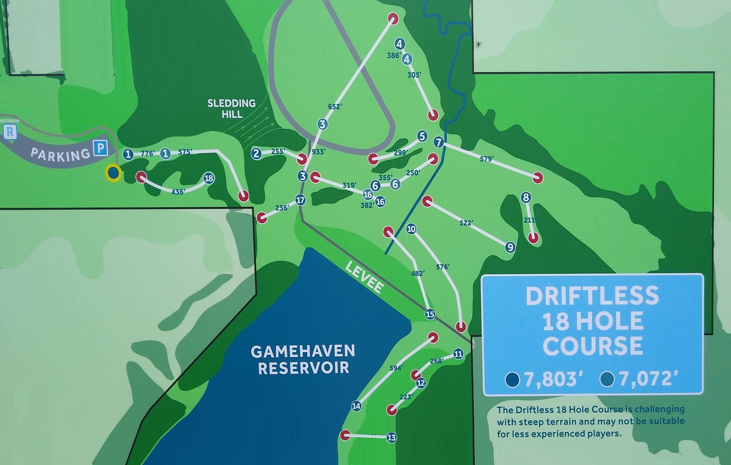 Hole 1 • Main course / Gamehaven (Rochester, MN) Disc Golf Courses