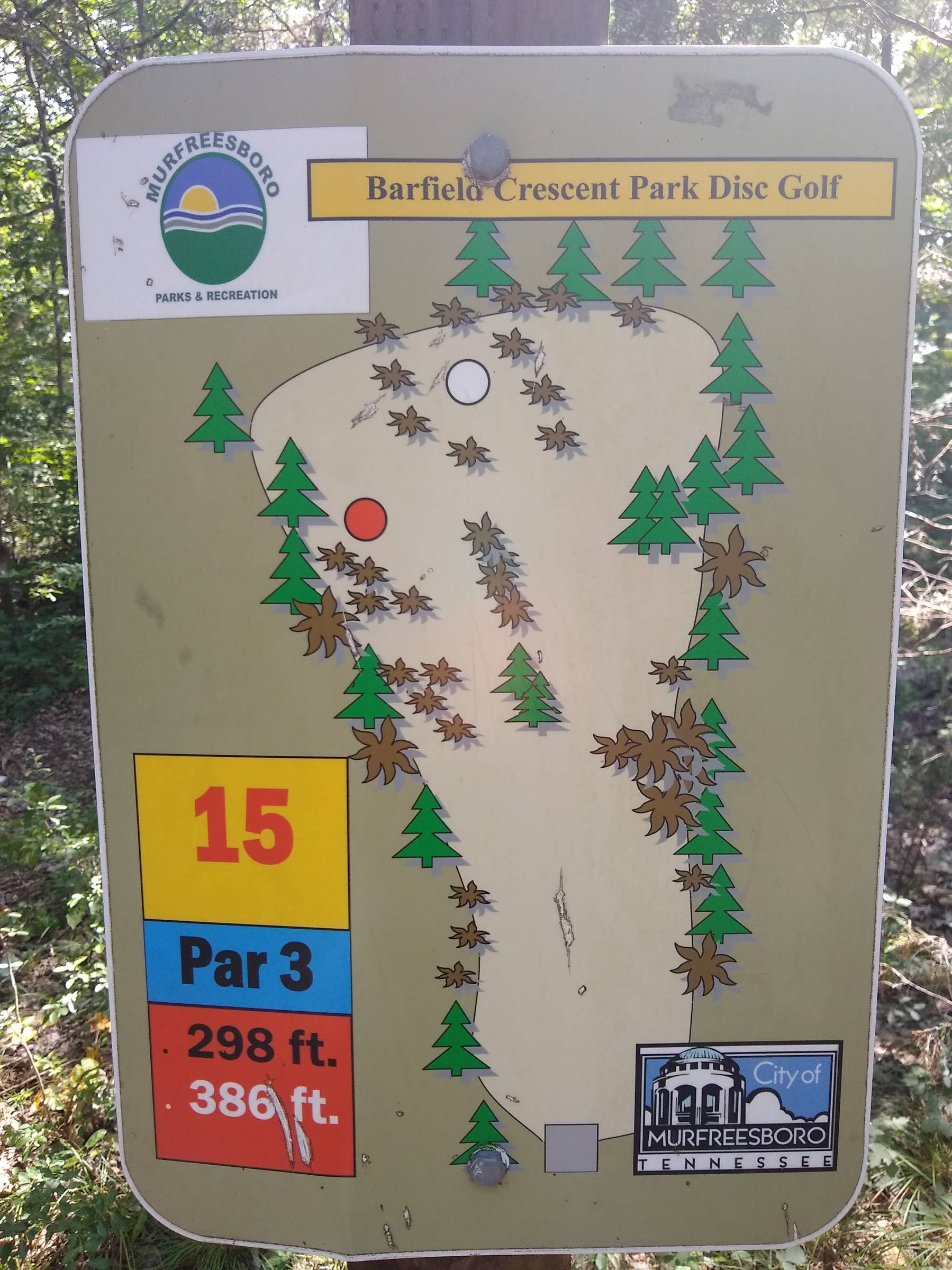 Hole 15 • Barfield Crescent Park (Murfreesboro, TN) Disc Golf Courses
