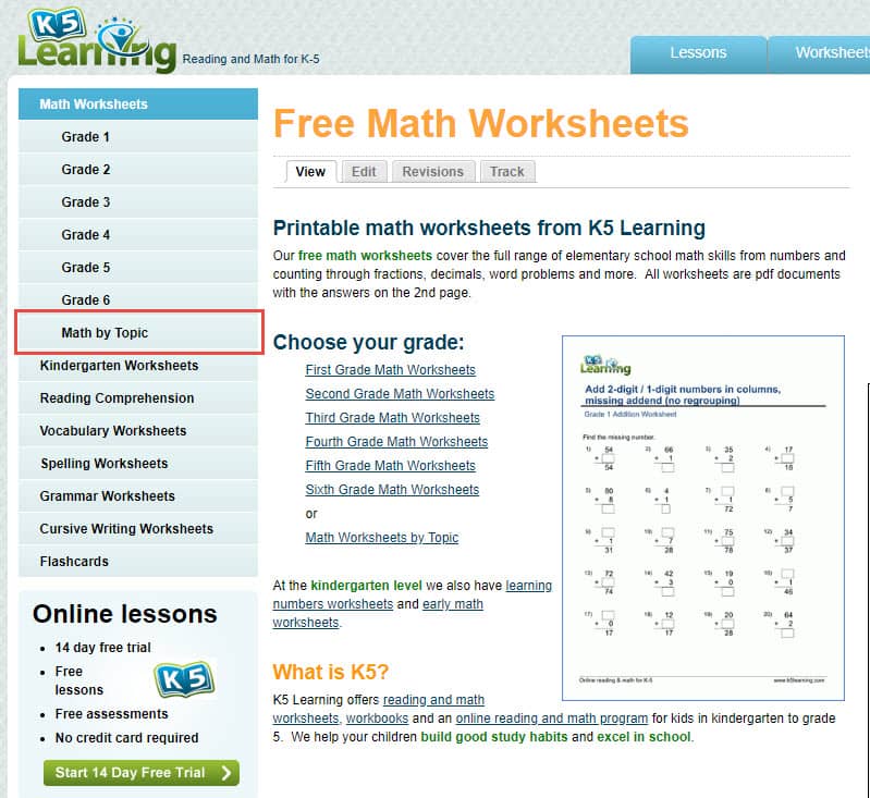 K5 Learning Math Worksheets K5 Learning Worksheets Math Printable