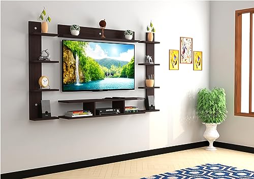 Odestar TV Unit Engineering Wood Finish TV Stand Wall Mount with Set Top Box Stand and Wall Shelf Display Rack – Suitable for Modern Homes for Upto 32 Inch TV… (Black & White)